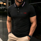 Men Fashion Breathable Minimal Print Polo Shirts Color Striped Collar Short Sleeve Tops Trendy Versatile Daily Office Casual Tee
