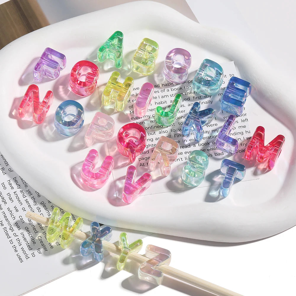 5pcs/lot Multicolour Random Letter Beads Acrylic Transparent Alphabet Bead For Jewelry Making DIY Necklace Keychain Accessories