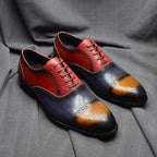 Luxury Italian Men's Wedding Dress Shoes Genuine Leather Cap Toe Lace-up Oxfords Lace-up Brogue Black Business Formal Shoes Man