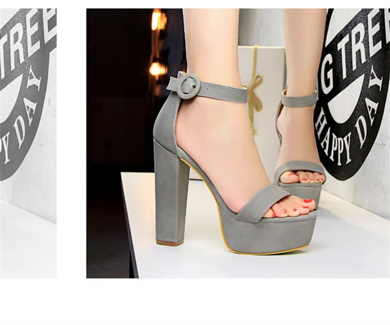 Brand Elegant Sandals Women High Heels Pumps Super High Heel 13cm Women'S Banquet Sandals Waterproof Platform Toe Sandals