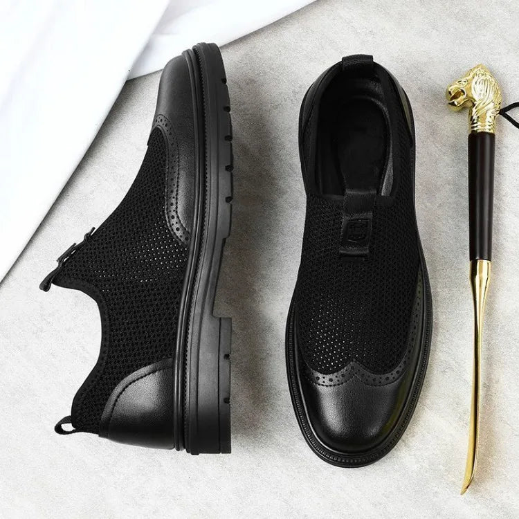 2026 New Men's Soft Leather Shoes Sandals Business British Style Groom Wedding Suit Perforated Breathable Anti-Slip