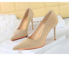 Banquet Fashion Metal Toe High Heels Women's Pointed Toe Shallow Mouth Thin Heels Women's Shoes Temperament Single Shoes