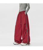 American Striped Quick - Drying Relaxed Pants for Men, Straight - Leg Wide - Leg Cargo Design Streetwear Couple's Work Trousers