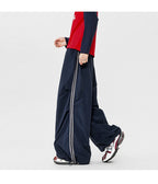 American Striped Quick - Drying Relaxed Pants for Men, Straight - Leg Wide - Leg Cargo Design Streetwear Couple's Work Trousers