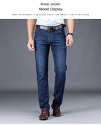 JEEP SPIRIT spring summer men's straight jeans casual loose mid-waist trousers all-match fashion business elastic denim pants