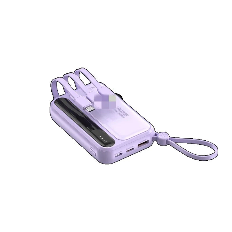 10000/20000mah Power Bank  4 in1 Built in Cables Intelligent Digital Display Light Portable Battery for IPhone Android Phone