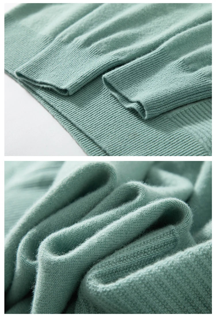 Autumn and winter new 100% pure wool men's semi-turtle neck loose knit solid color Joker casual knit bottoming shirt.