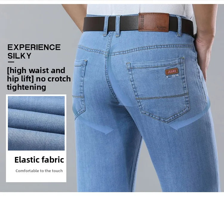 2026  New In Summer Thin Jeans Men's Loose Lightweight High Quality Straight Trendy Versatile Long Pants