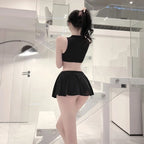 NEWJOINFUN Korean Japan Girls Style Fashion Pleated Mini Skirts XL High Waist Black White A Line Short Skirt for Women Christmas