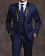 Elegant Men's Suit Sets- Slim Fit Tuxedo Set for Weddings & Formal Occasions, Black Suit