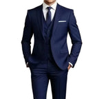 Men's 2 Piece Suit Set Solid Color Elegant Wedding Formal Business Dress Blazer Vest Pants Classic Tuxedo for Party Groomsmen