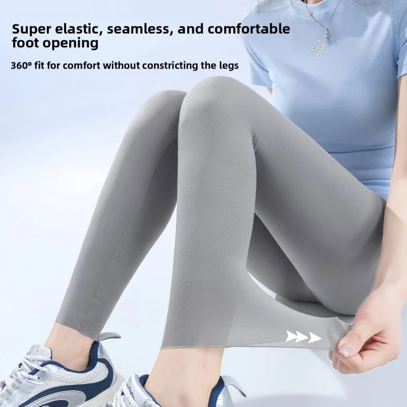 Ice Silk Shark Leggings Women High Waist Tummy Control Yoga Pants Buttery Soft Push Up Summer Thin Breathable Jeggings Workout