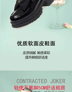 Spring Women British Style Shallow Patent Leather Black Loafers Thick Bottom Bow Platform Shoes 2024 Med Heels Single Pumps