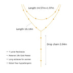 Stainless Steel Lariat Necklace Gold Plated, Dainty Long Necklace Laryered Necklaces For Women Girls, Y Shape Drop Pendant