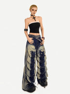 Fashionable Retro Embroidered Personalized Irregular High Waisted Jeans 2026 New Women Loose Oversized Streetwear Wide Leg Pants