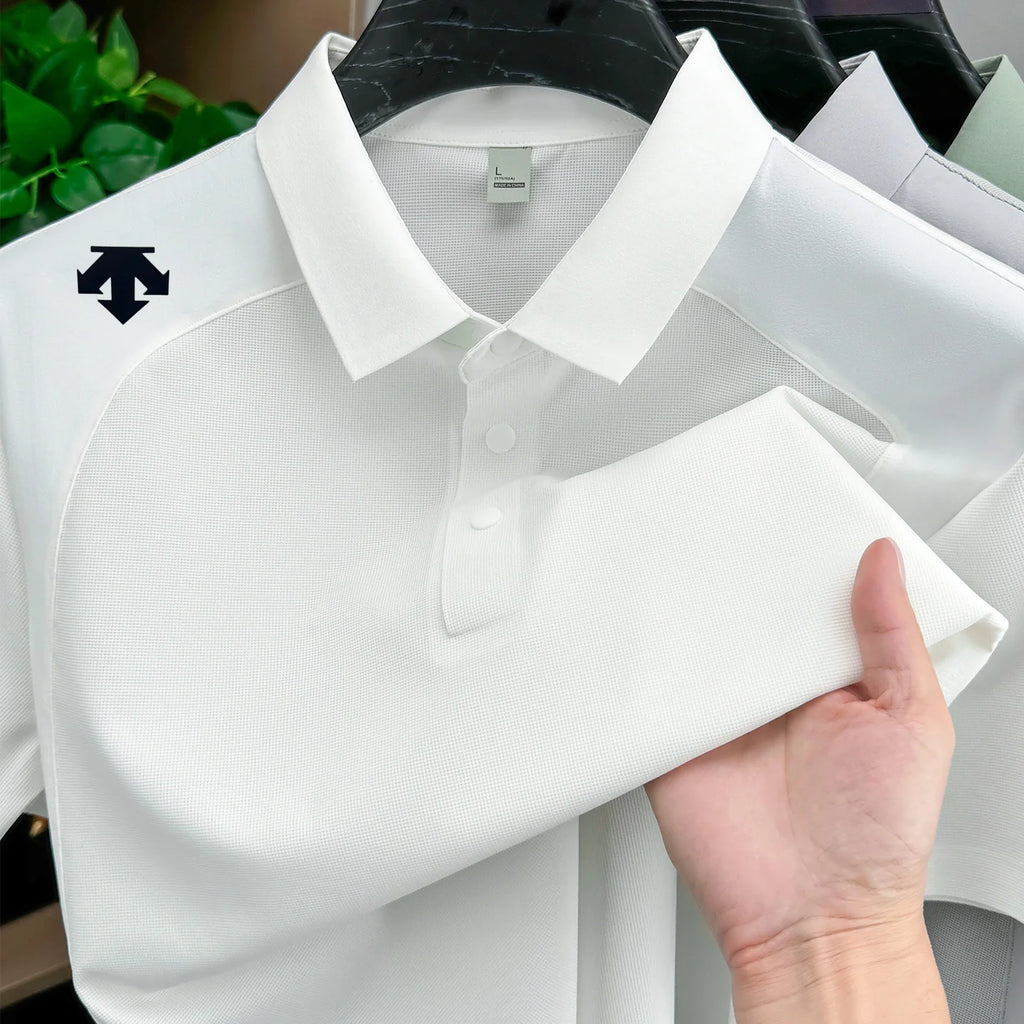 men's new summer brand short sleeves seamless polo shirt lapel printing high quality patchwork t-shirt leisure sports men's wear