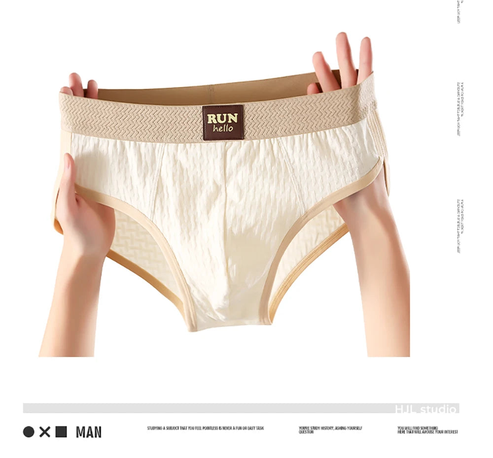 3PCS/Pack 100% Cotton Delicate Jacquard Men's Brief Antibacterial Breathable Crotch Men's Panties Soft Stretch Underwear for Man