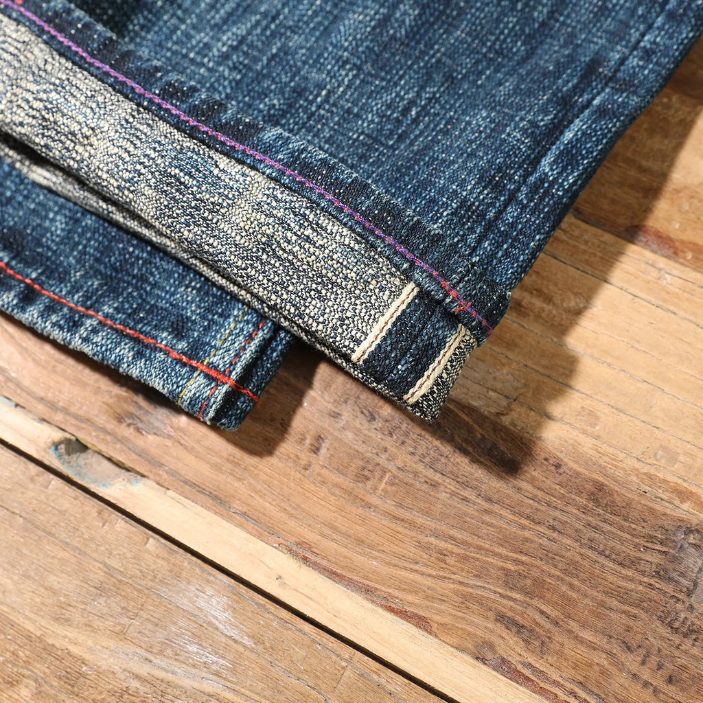 22oz Heavyweight 100% Cotton Washed Men's Selvedge Denim Jeans Taiwan Hand-spun Yarn Plant-dyed Standard Straight Fit Pants 5KM