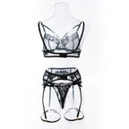 Tornova 4 Piece Sexy Lingerie Set for Women Mesh and Lace Sexy Perspective Push-up Solid Color Lace Hollow Out Underwear Set New