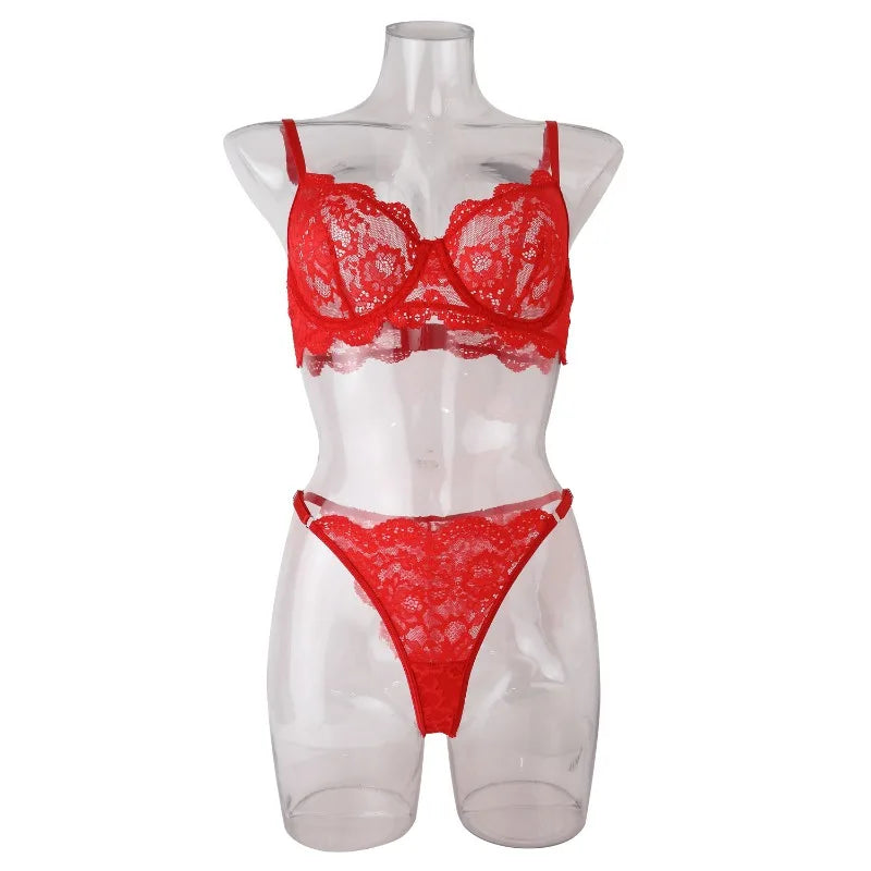 Tornova Sexy Lace Lingerie Suit for Women Mesh See-through Sexy Interesting Lingerie Two-Piece Ladies Body Shaping Underwear Set