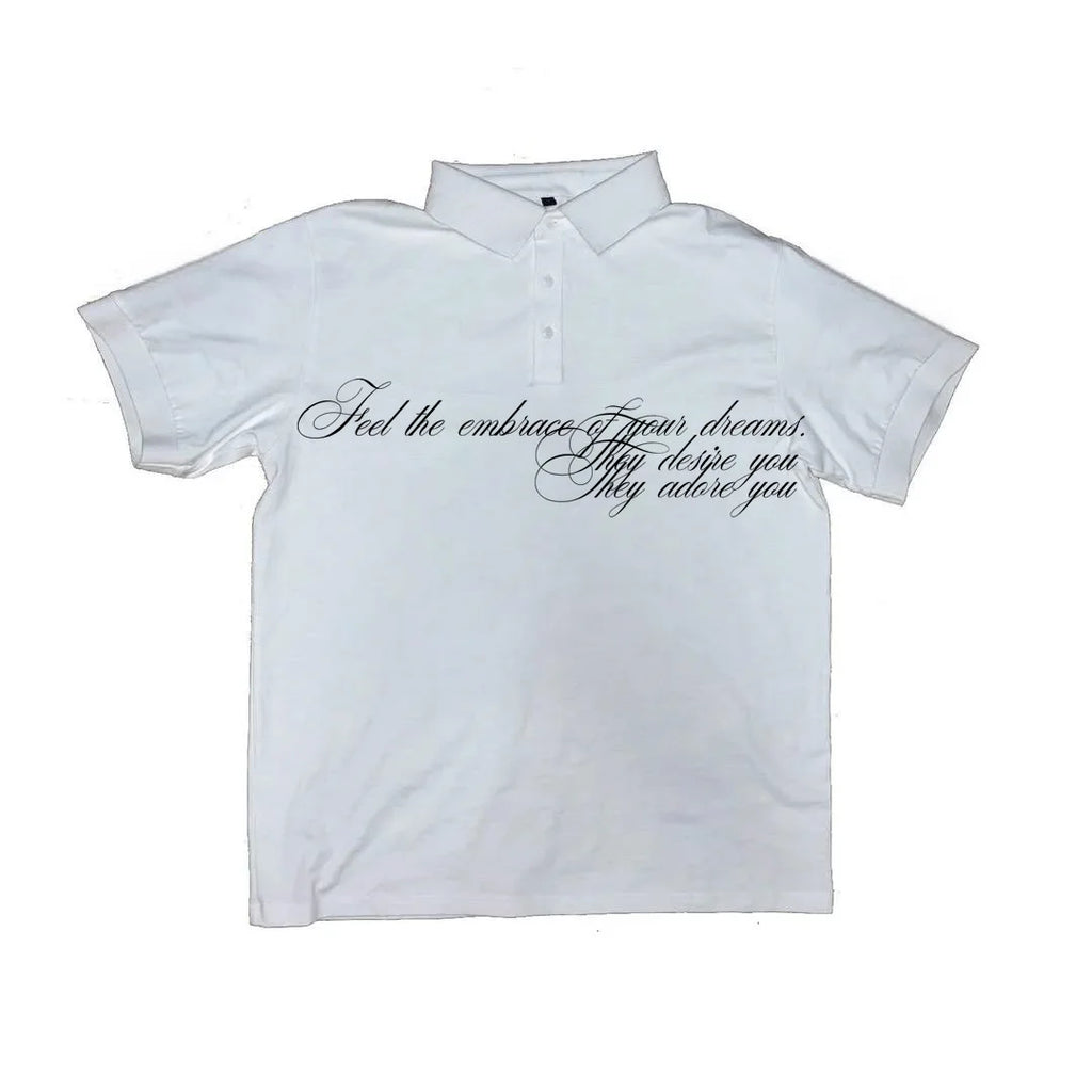 Harajuku style European and American short sleeved summer letter printed polo shirt T-shirt high street y2k retro top casualwear
