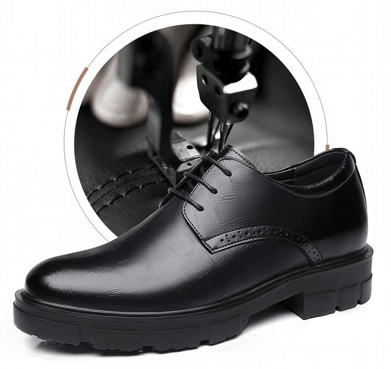 New Men Hollow Summer Platform High Heel 5/8/10 CM Height Growth Formal Men Derby Leather Shoes Man Wedding Dress Shoes Elevator