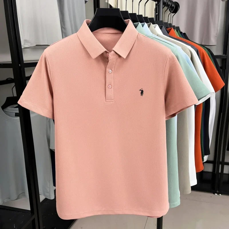Luxury brand pony embroidered short sleeve men's polo shirt new business casual breathable summer comfort high-end Paul T-shirt