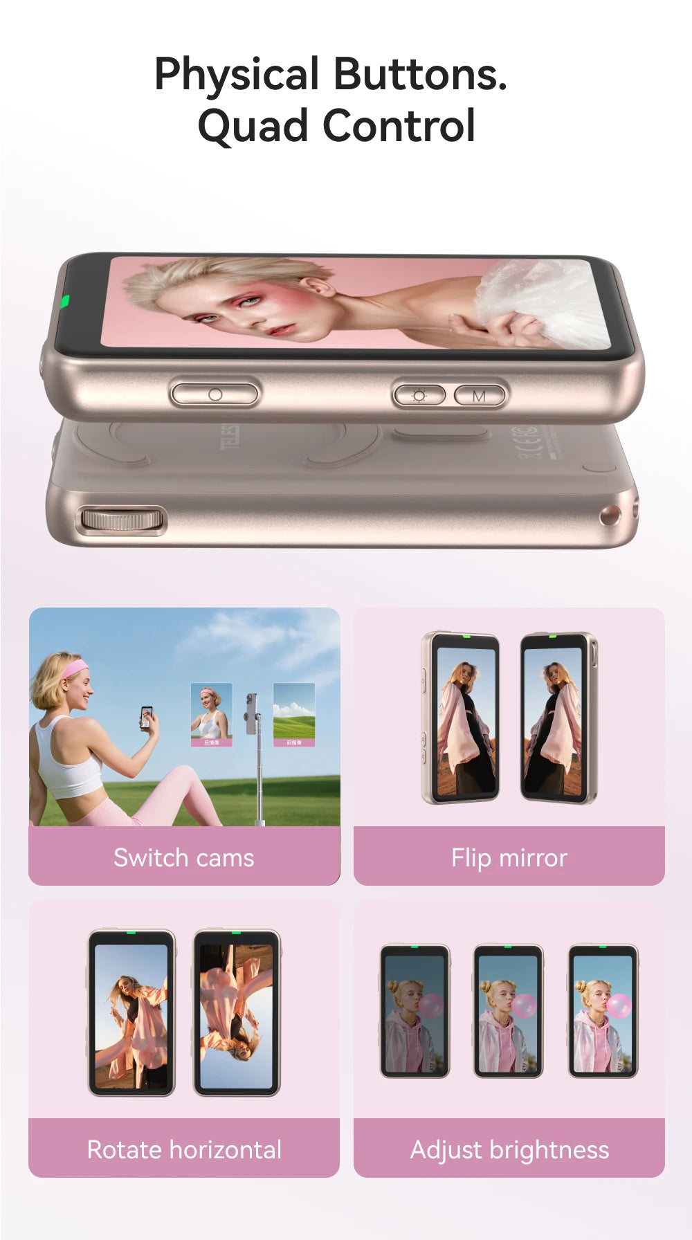 TELESIN Magnetic Phone Selfie Monitor Screen Vlog Selfie For iPhone Android Iphone Wireless Remote for MagSafe ZOOM Control
