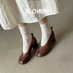 Elegant Thick High Heel Tabi Shoes Women Summer 2026 Comfort Pu Leather Designer Split Toe Pumps French Retro Sandals for Women