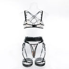 Toucheart Sexy Floral Embroidery Underwear Steel Ring Bra Lace Mesh Sexy Webbing Hollow Waistband Hanging Erotic Lingerie Suit