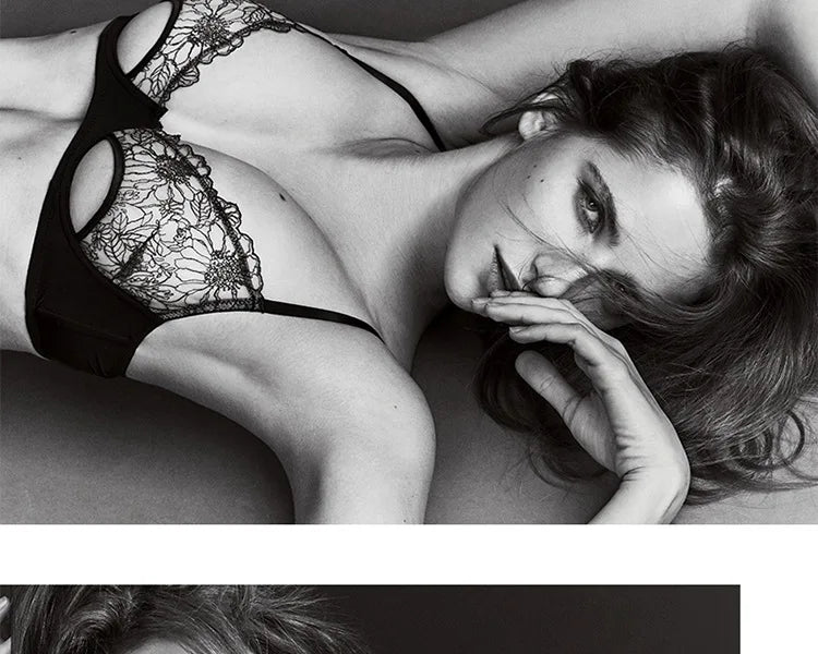 Summer Sexy Hot Ultra Thin Bra Set Women's  Lace Lingerie French Lingerie Underwear Everyday Bra  Unlined Minimizer Push-up Bra