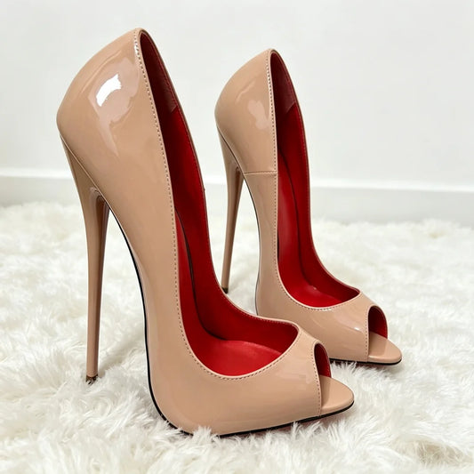 16/14cm Painting High Heels Women Pumps,Sexy Peep Toe Summer Club Party Shoes,Shallow Slip On,Leopard,Black,White,Nude,Dropship