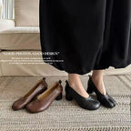 Elegant Thick High Heel Tabi Shoes Women Summer 2026 Comfort Pu Leather Designer Split Toe Pumps French Retro Sandals for Women