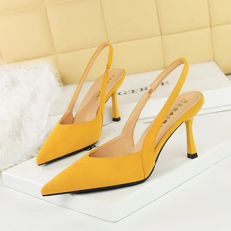 Fashionable Banquet Empty High Heel Shoes For Women's Shoes Thin Heel Pointed Toe Hollow Single Shoes For Women's Shallow Mouth