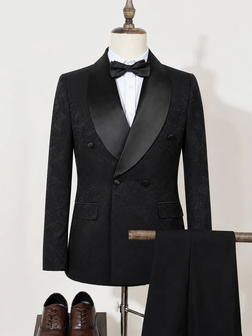 luxury 2-piece suit set men's party outfit high-end double breasted business casual suit groom's wedding dress shawl collar