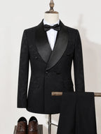luxury 2-piece suit set men's party outfit high-end double breasted business casual suit groom's wedding dress shawl collar