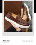 New 2025 Summer Men Casual Slip On Dress Shoes Black Brown British Style Platform Men Driving Loafers Shoes