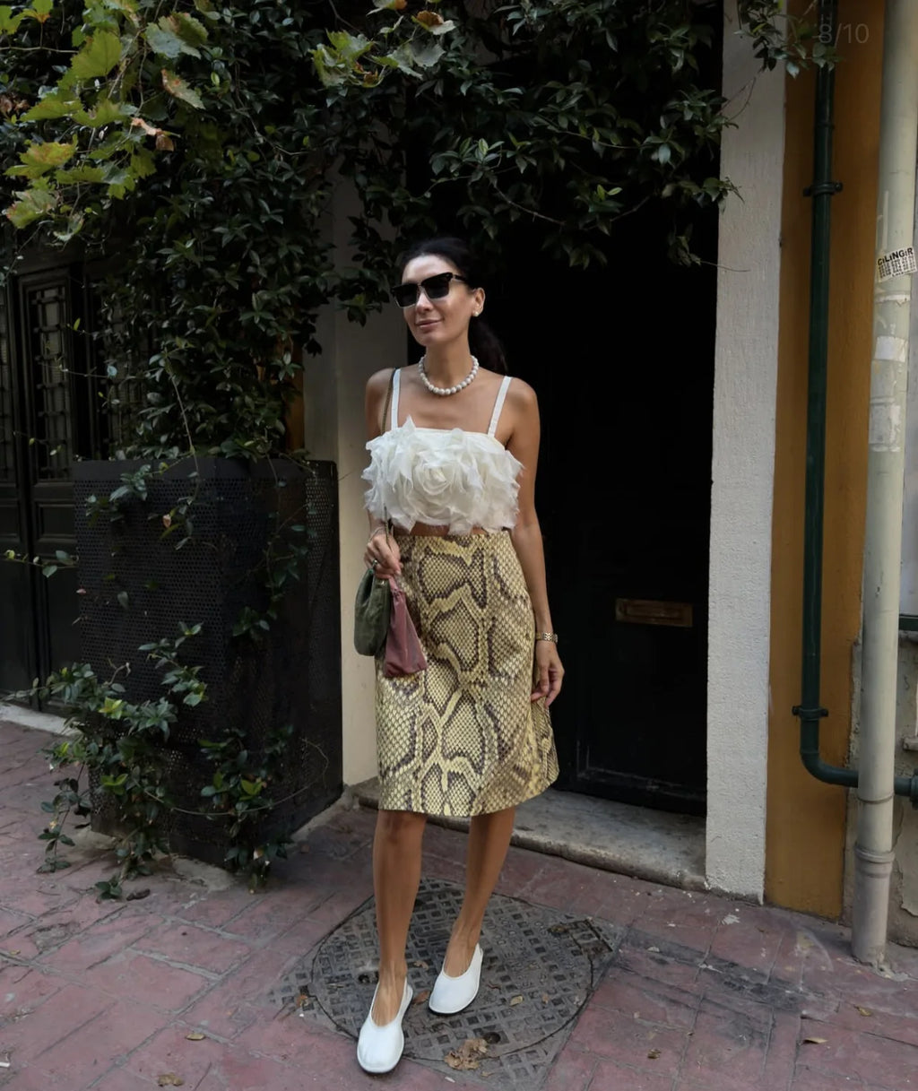 Tossy Snakeskin Printed Fashion Skirt Women's High Waist Slim Contrast Patchwork Commute Streetwear Female Vintage Y2k Skirt