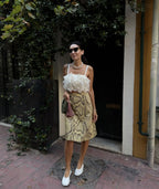 Tossy Snakeskin Printed Fashion Skirt Women's High Waist Slim Contrast Patchwork Commute Streetwear Female Vintage Y2k Skirt