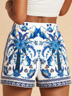 Women's Fashion Minimalist Shorts Tropical Vacation Elegant Casual Printed High Waist Shorts Spring Summer Beach Daily Pants
