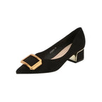 Ladies Summer Footwear Office Shoes for Women 2025 with Medium Heels Black Square Pointed Toe Stylish Chic Point Lastest Casual