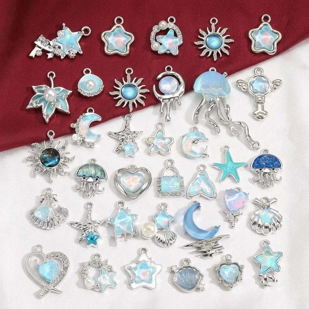10pcs Mix Gothic Charms Pendants Crystal Glass Heart Dangle Charms Hang Ornament for DIY Keychain Necklace Jewelry Making