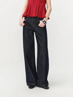 FSLE Women's 2026 Summer New Arrival Raw Indigo Straight Jeans | Lightweight Cool Feeling Slim Fit Versatile Denim Pants Jeans