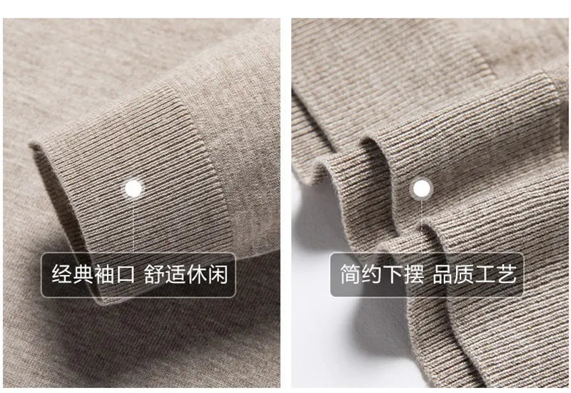 Men's 100% Mink Cashmere Large Size Sweaters Autumn Winter Solid POLO-neck Casual Knit Pullovers Long Sleeve Warm Jumper to