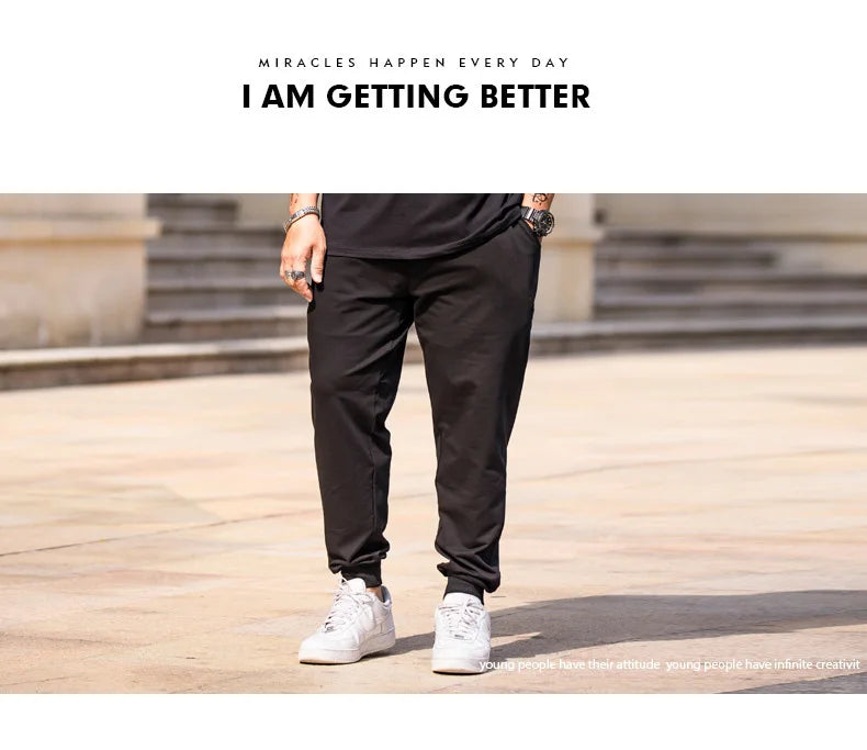 Mens Joggers Pants Summer Streetwear Oversized Black Loose Fit Casual Trousers Plus Size Elastic Waist Baggy Sweatpants Male