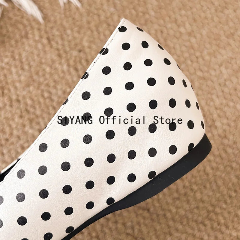Polka Dot Mary Jane Shoes Women Sweet Ruffle Internal Elevation Shoes Ladies Soft Sole Slip On Daily Comfort Dress Footwear