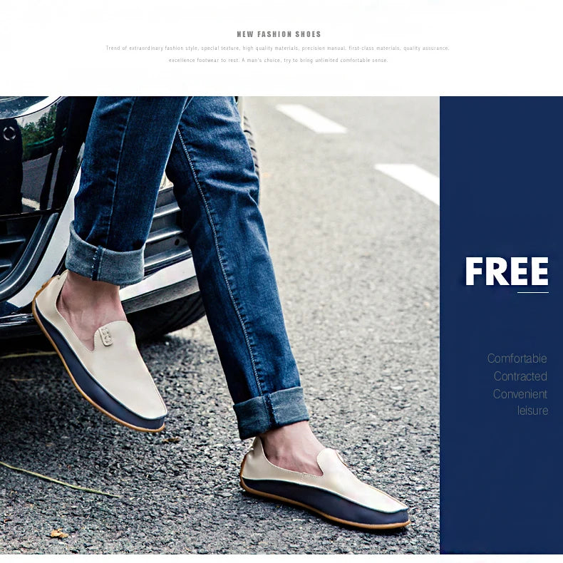 Summer Men Casual Flats Fashion Genuine Leather Soft Moccasins Brand Loafers High Quality Breathable Men Dress Shoes Size 36-47