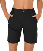 Women's Hiking Cargo Shorts Quick Dry Nylon Shorts Summer Travel Active Golf Shorts with 6 Pockets Water Resistant