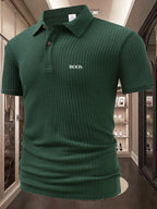 Men's Short-Sleeved Polo Shirt Pure Color Street Style Lightweight Lapel Summer Jogging Sports Top - Breathable T-Shirt for