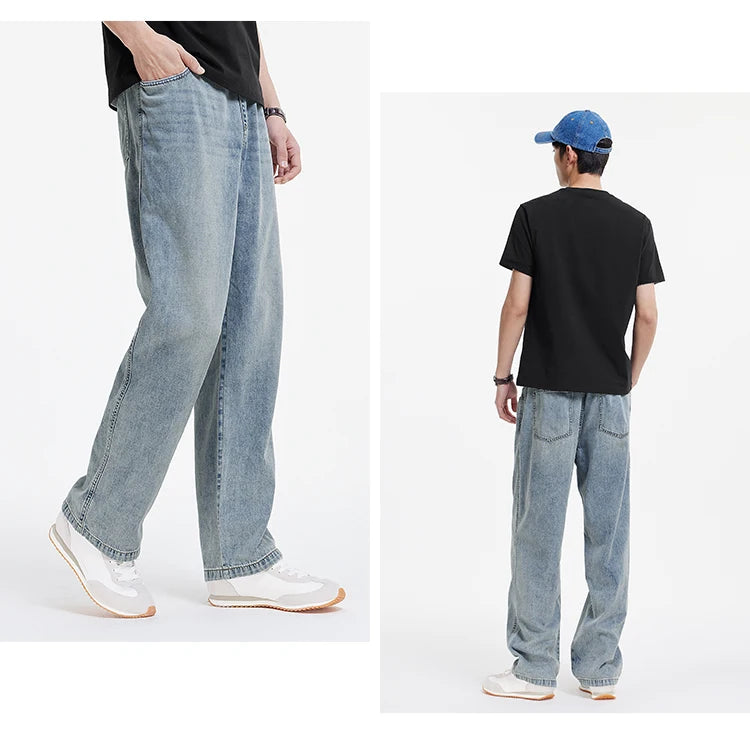 Semir Men Pants Denim American Vintage Loose Straight Leg Trendy Fashion Comfort Commute 2026 Summer Casual Style Top